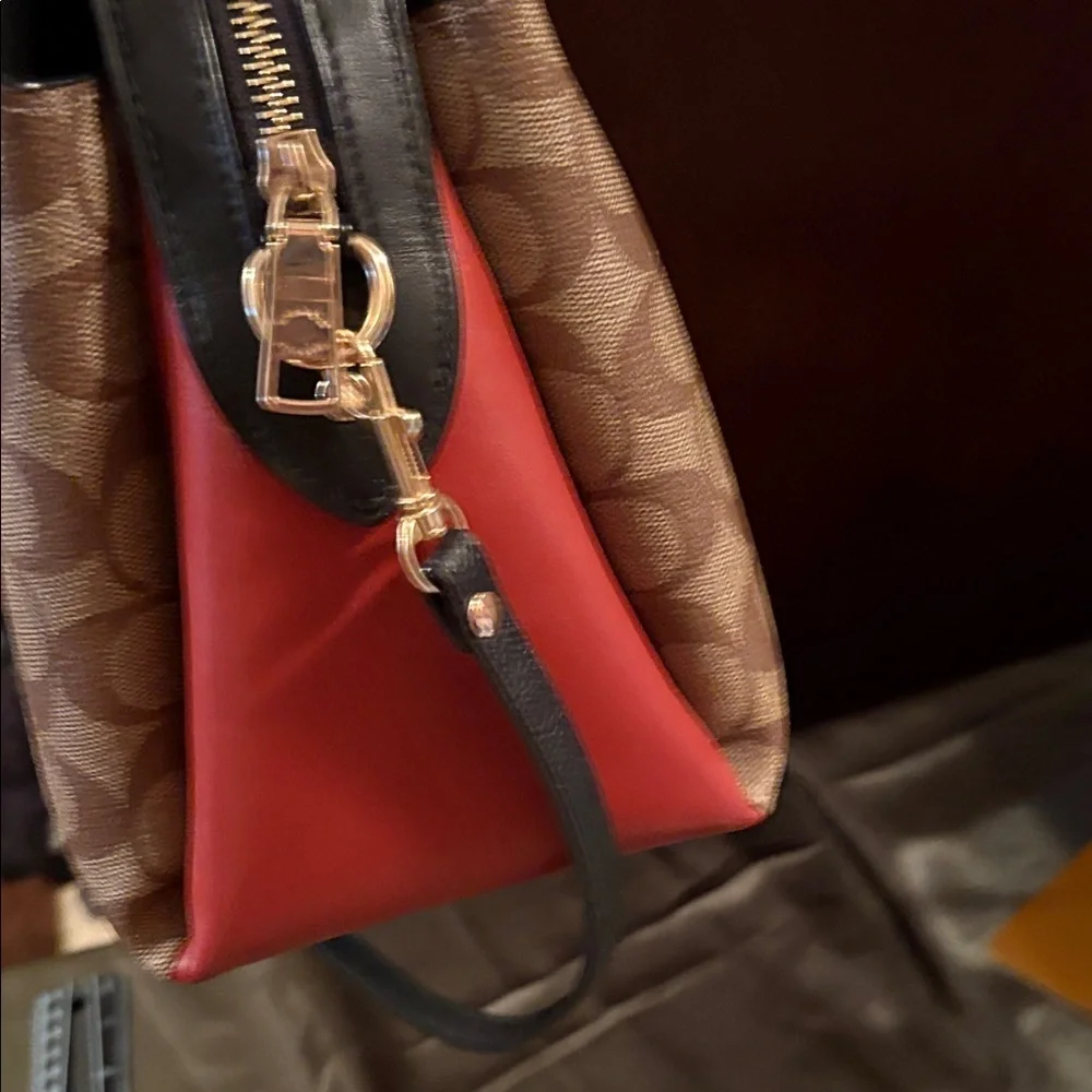 Coach Lilly Carry all Brown and Rust Signature Satchel L2123-9106